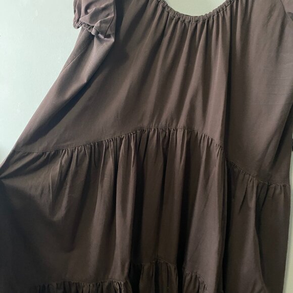 Handmade Plus Size Cotton Bamboo Chocolate Brown Dress - Picture 15 of 15